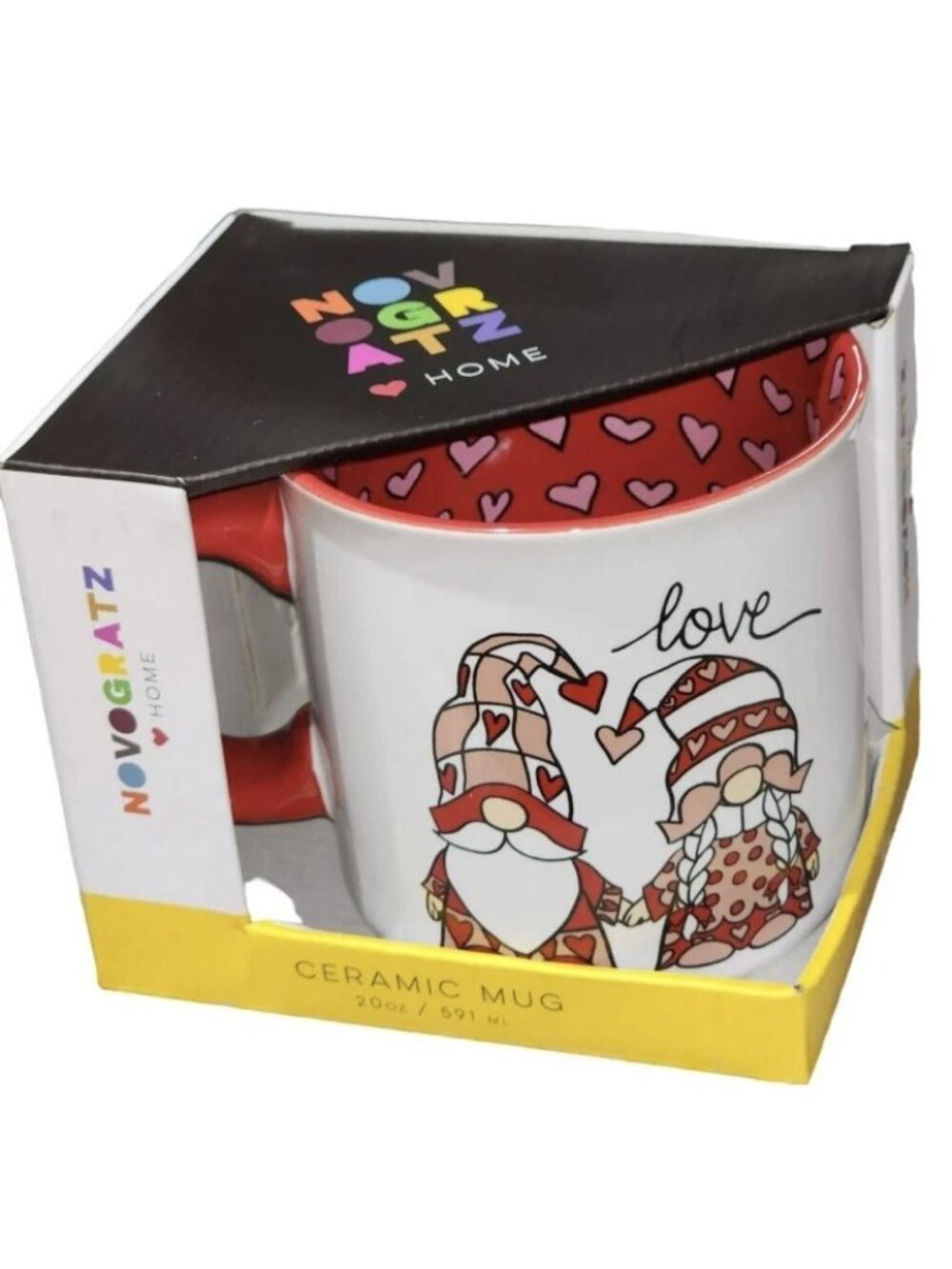 Novogratz Home Ceramic Mug Valentine's Gnome Couple 20 oz New in Box